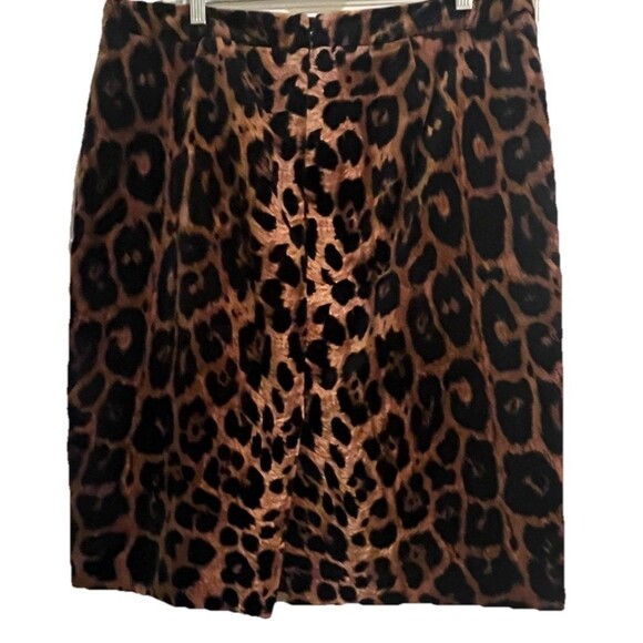 Talbots Women's Leopard Print Pencil Skirt Size Cotton Black Career Skirt 14 - Picture 2 of 4